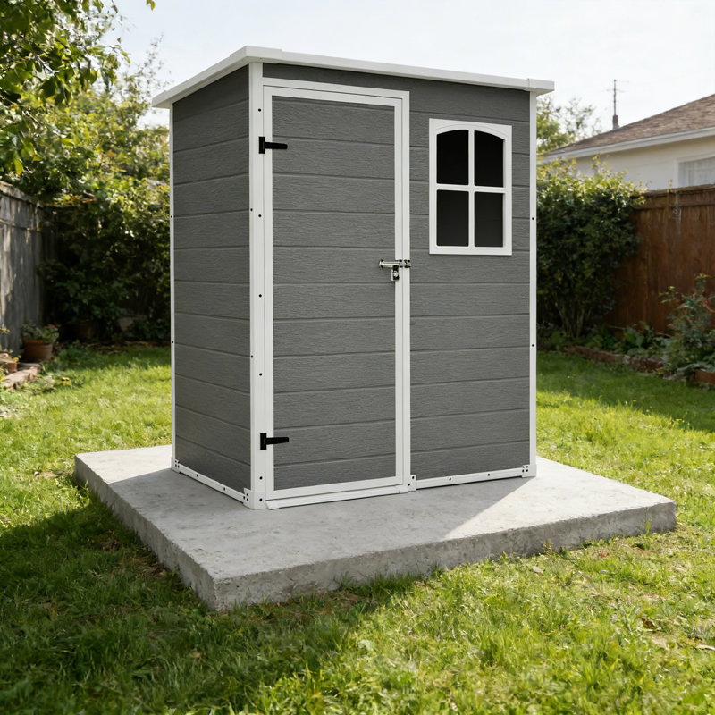 Remise de rangement extérieure en résine 5 pi x 3 pi avec plancher renforcé, abri de jardin et de patio toutes saisons pour l'organisation de la cour