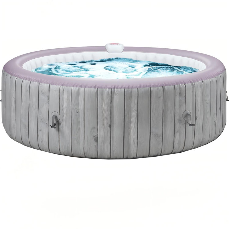 82'' Portable Inflatable Hot Tub for 6 People, 130 Bubble Jets Spa, 104°F Heating, Blow Up Hot Tub with Built-in Pump & Filter, Outdoor Round Hot Tub with Energy-Saving Cover