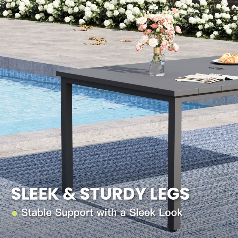 Rectangular Outdoor Patio Dining Table, Grey