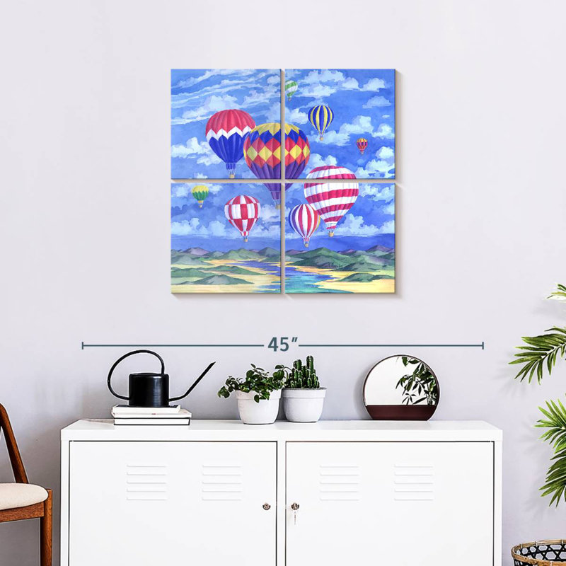 Ballons au-dessus de la rivière Mehar, H 50 po x l 50 po