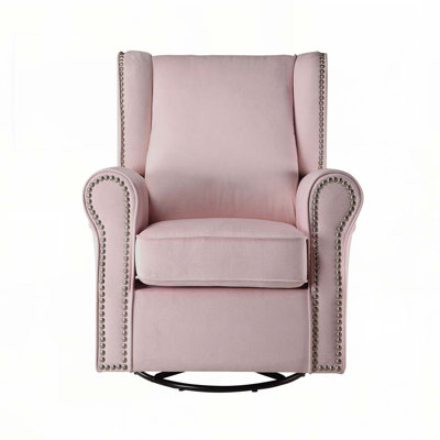 Fauteuil oscillant rose en tissu avec pivot