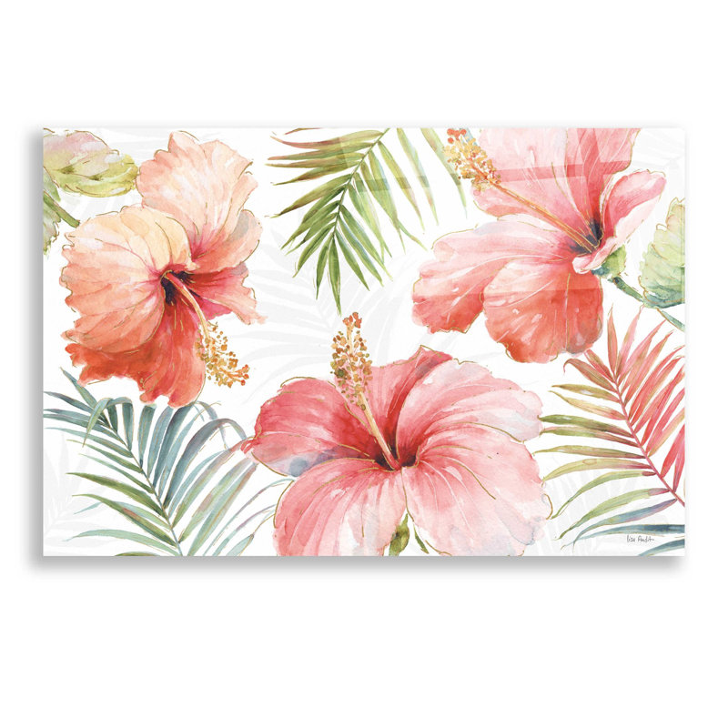 «Tropical Blush I» par Lisa Audit, art mural en verre acrylique, H 16 po x l 24 po x P 0,2 po