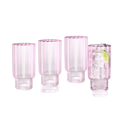 Ensemble de 4 verres cranberry Highball