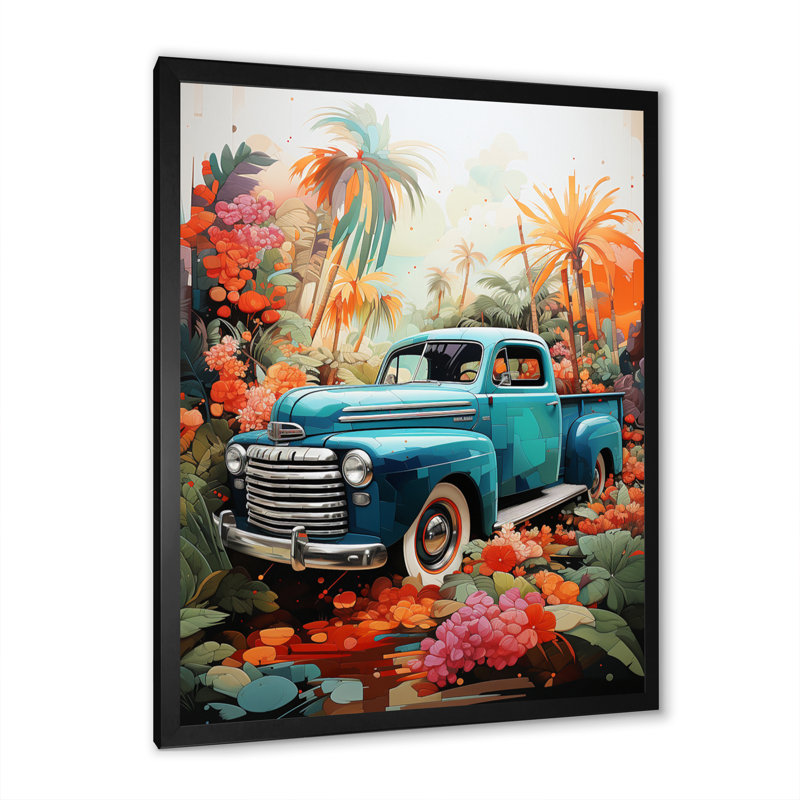 Yeico Pickup Truck Tropical Legends - Imprimé, Cadre photo noir, H 20 po x l 12 po x P 1 po