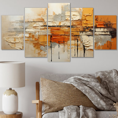 Orange Impressions III - 5 pièces sur toile tendue