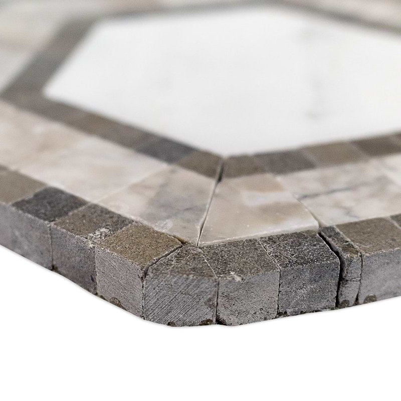 Nova 6" Hexagon Polished Marble Mosaic Tile, Andromeda