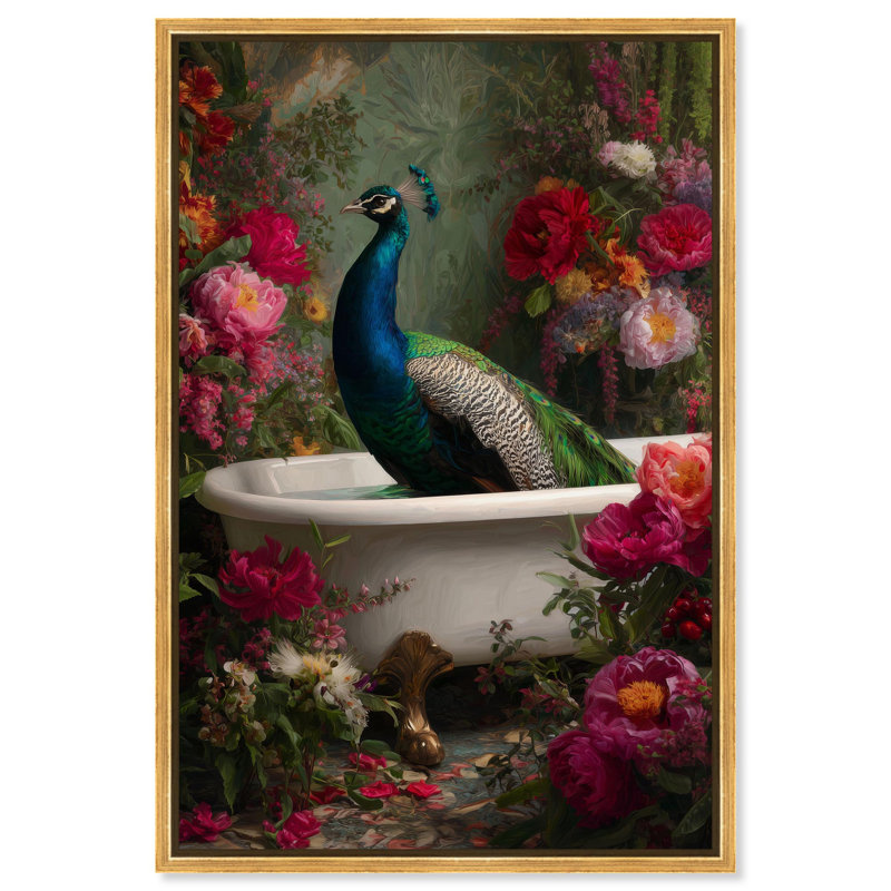 Décoration de salle de bain Celestina par Art Remedy, cadre doré, 24 x 36, H 37 po x l 25 po, Encadrement doré