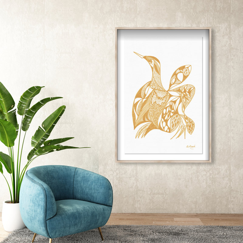 Manuel Roman - Goose Print by Oliver Gal, 46.5"H x 31.5"W, Natural Oak Shadowbox