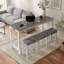 Ensemble de table de bar 4 pièces avec prise électrique, comprenant table et chaises, table de bar avec tabourets, table d'appoint derrière le canapé avec 3 tabourets rembourrés, pour salon et salle à manger, blanc et gris.