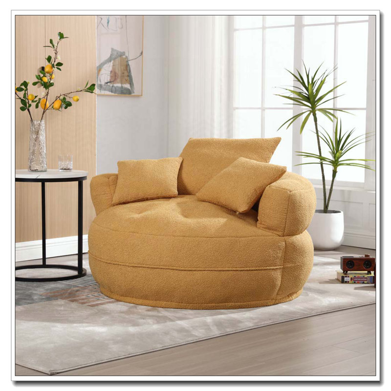 Fauteuil Boucle rembourré, sans assemblage, Jaune