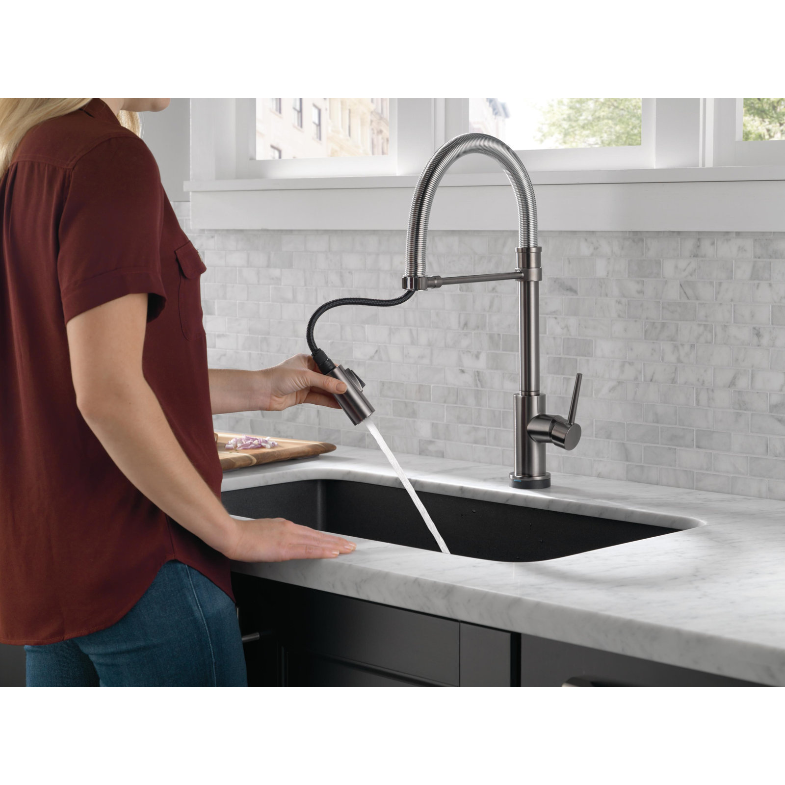 Trinsic Pro Pull-Down Touch Kitchen Faucet, Black Stainless