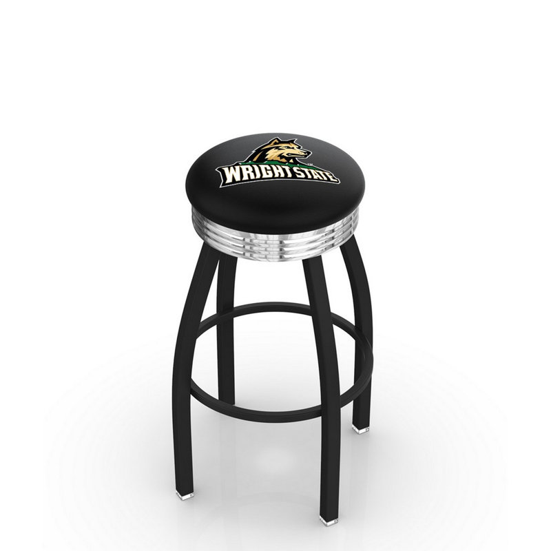 Tabouret de bar Logo Series, Tabouret de bar d'une hauteur de siège de 30 po, Chrome soudé solide, Université Wright State