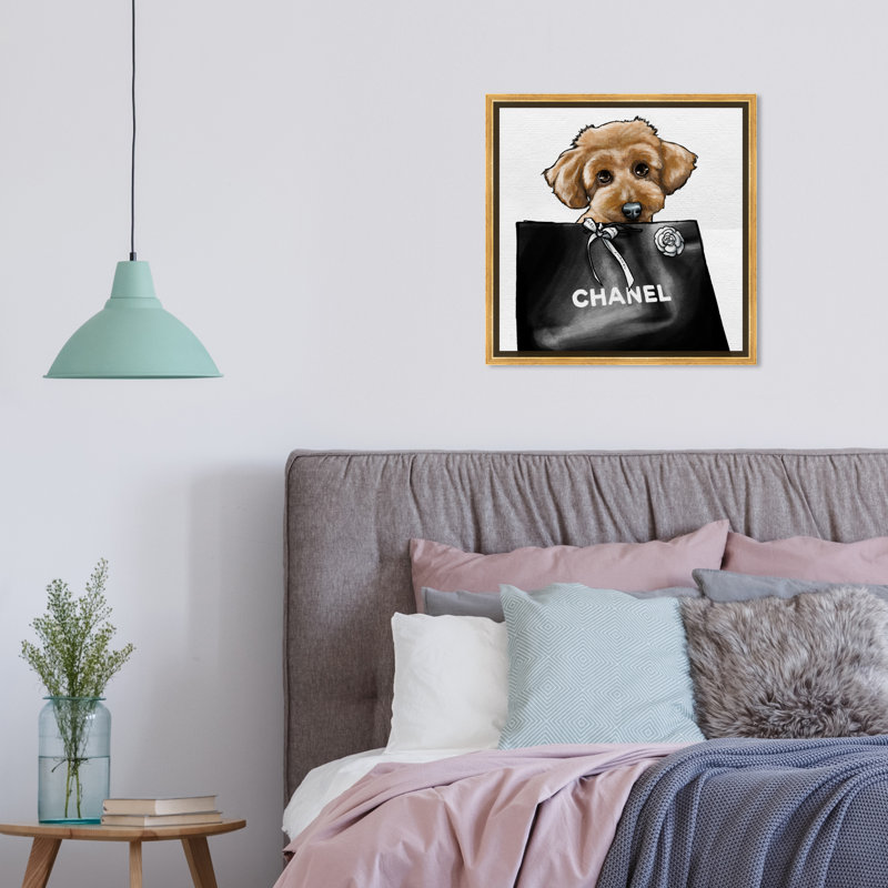 Poodle Glam - Impression sur toile, Cadre doré, H 40 po x l 40 po