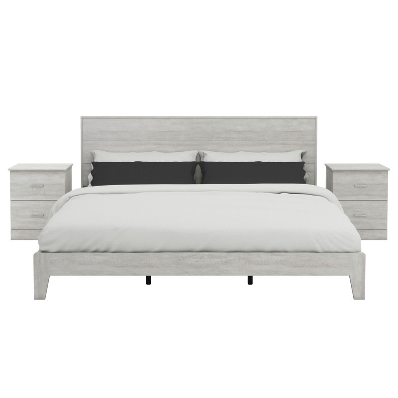 Allyannah 3 Pieces Bedroom Set, Dusty Gray Oak, King