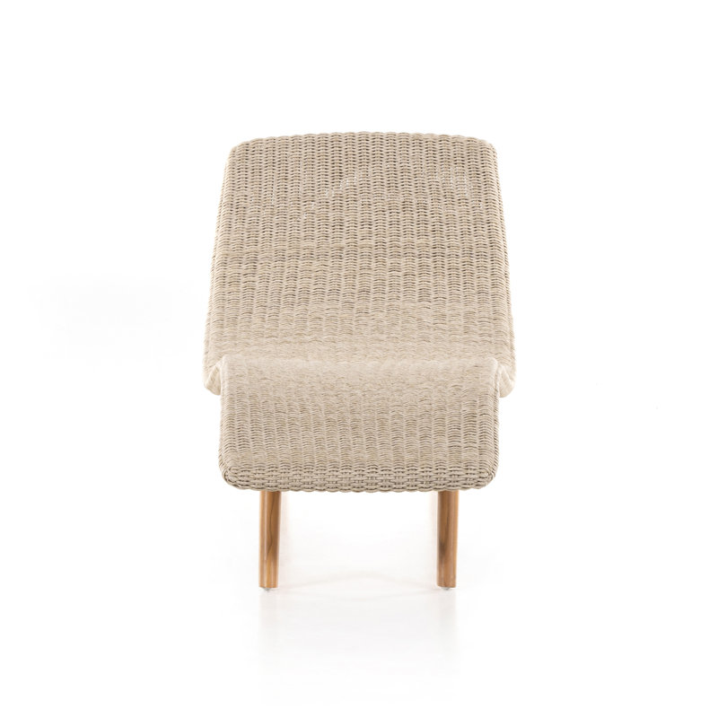 Portia Outdoor Teak Chaise Lounge, Natural Teak, White