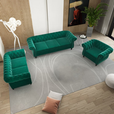 Elebash 3 - Piece Velvet Living Room Set