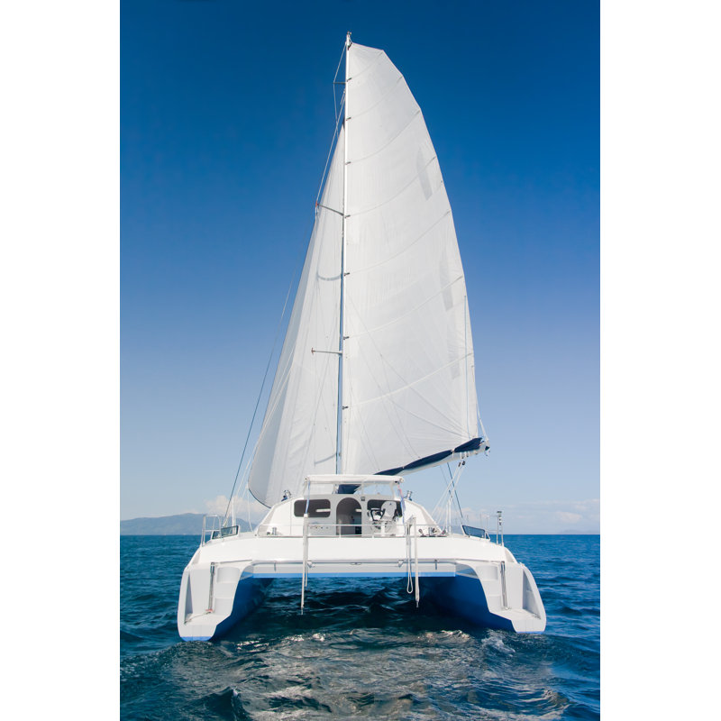 White Sailed Catamaran by Pierivb - Wrapped Canvas Print, 122cm H x 81cm W