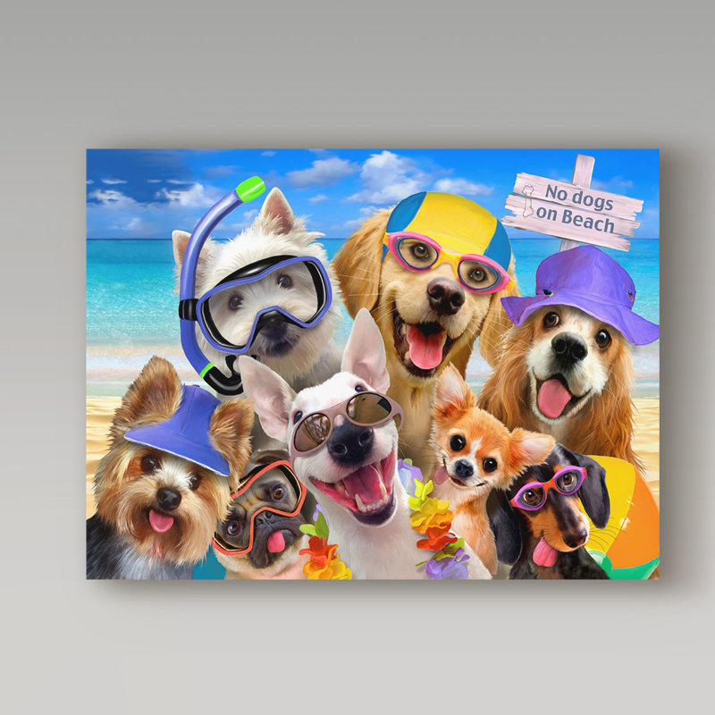 « beach ready », reproduction de peinture à l’acrylique sur toile tendue, H 24 po x l 32 po x P 2 po