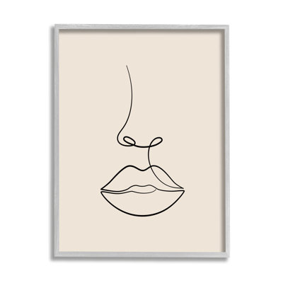 Art mural texturé et giclée minimaliste avec une ligne de visage féminin par JJ Design House LLC_aq-580