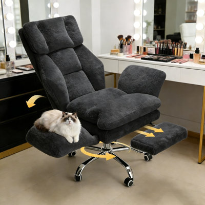 Fauteuil de bureau grand et grand, accoudoirs rabattables pour animaux de compagnie et pieds croisés, fauteuil de jeu ergonomique pour ordinateur avec repose-pieds