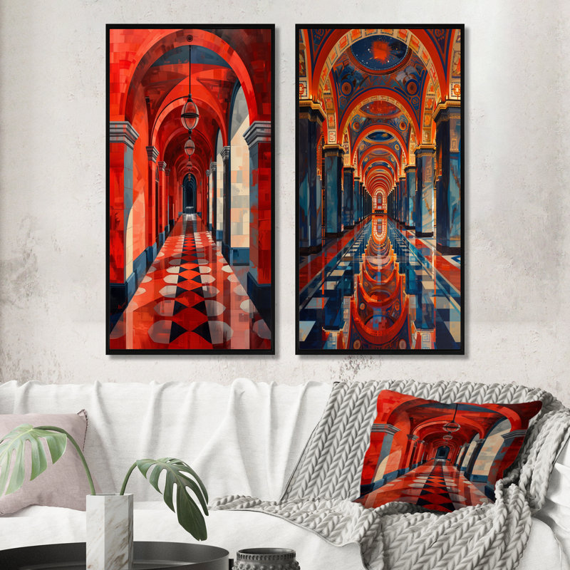 Ensemble de 2 pièces d'art mural, H 28 po x l 24 po, Noir, noir, noir, noir, Impression encadrée