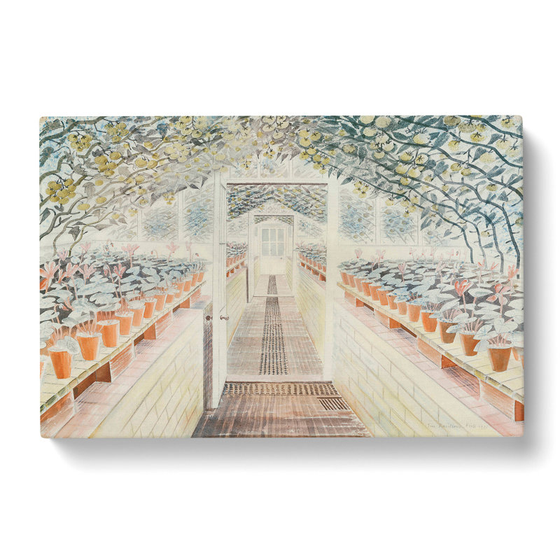 Greenhouse by Eric Ravilious - Wrapped Canvas Painting, 40cm H x 60cm W x 3cm D