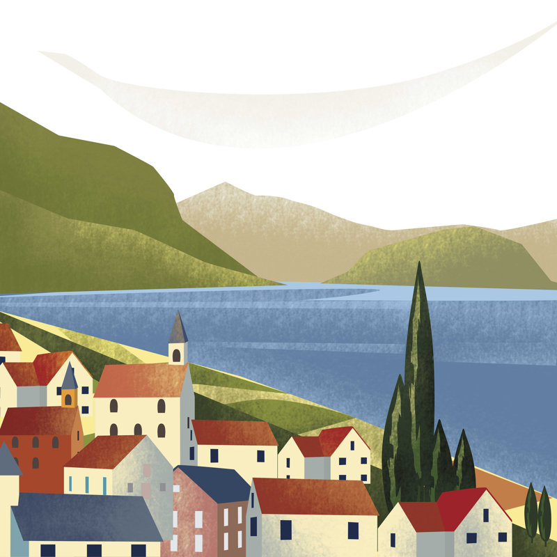 Illustration de paysage italien illustré, H 20 po x l 20 po x P 1,25 po
