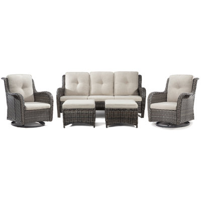 Anahit Wicker 7 - Person Patio Conversation Set with Cushions