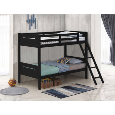 Anderson Wood Twin Over Twin Bunk Bed Black