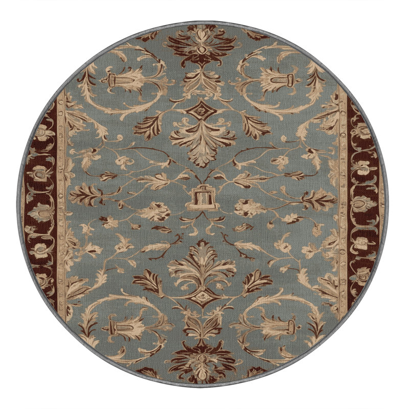 Tapis gris français lavable à la machine, Rond 4 pi