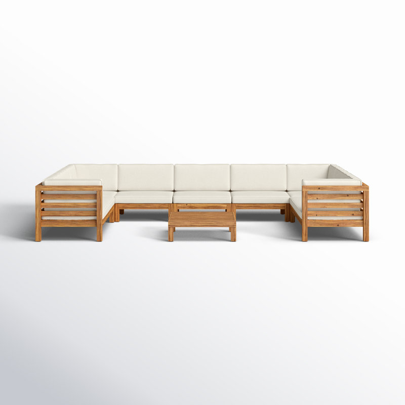 Ensemble de conversation modulaire avec coussins 8 pièces Maher, Beige