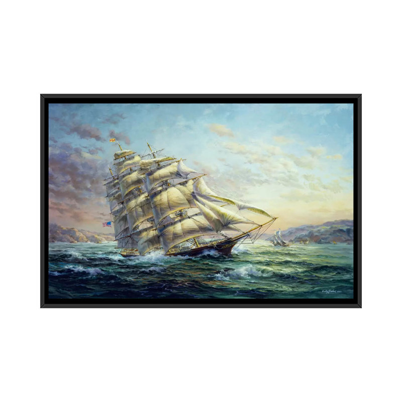 "Clipper Ship Surprise" décoratif par Nicky Boehme, reproduction d'art sur toile, H 18 po x l 26 po x P 1,5 po, Pas de tapis