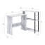 Bureau rectangulaire en L blanc antique et noir avec tablette de rangement polyvalente et fonctionnelle pour l'espace de travail