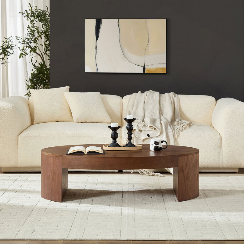 Table basse moderne ovale de luxe pour salon, Walnut