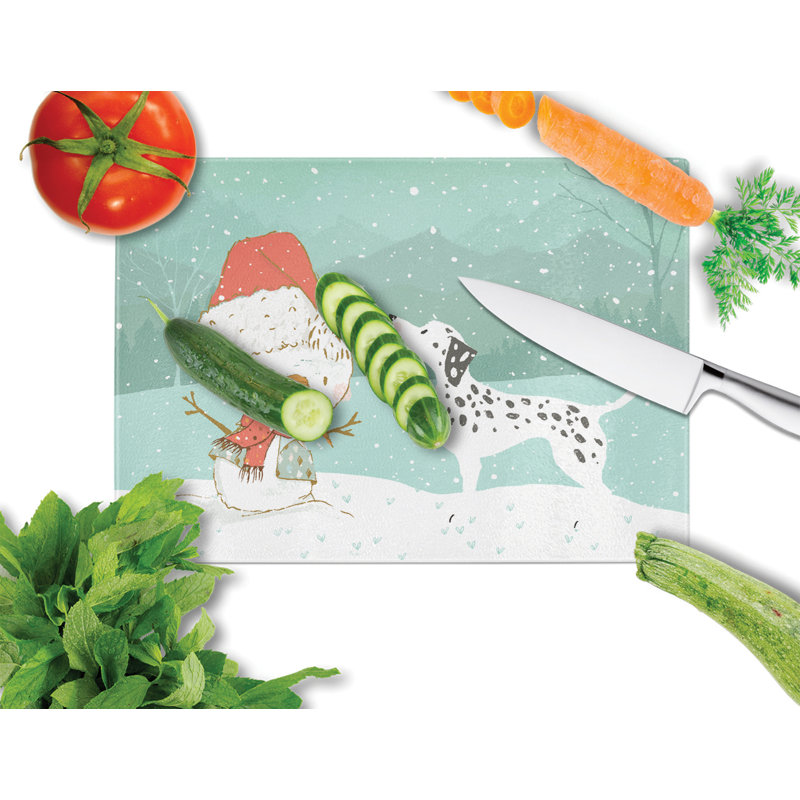 Planche à découper noël bonhomme de neige en verre trempé caroline, Dalmatien