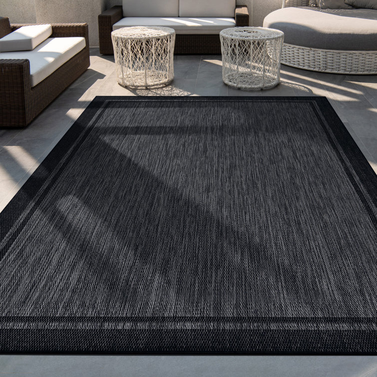 Mekih Summer Indoor Outdoor Solid Rug_Black 6”x9”