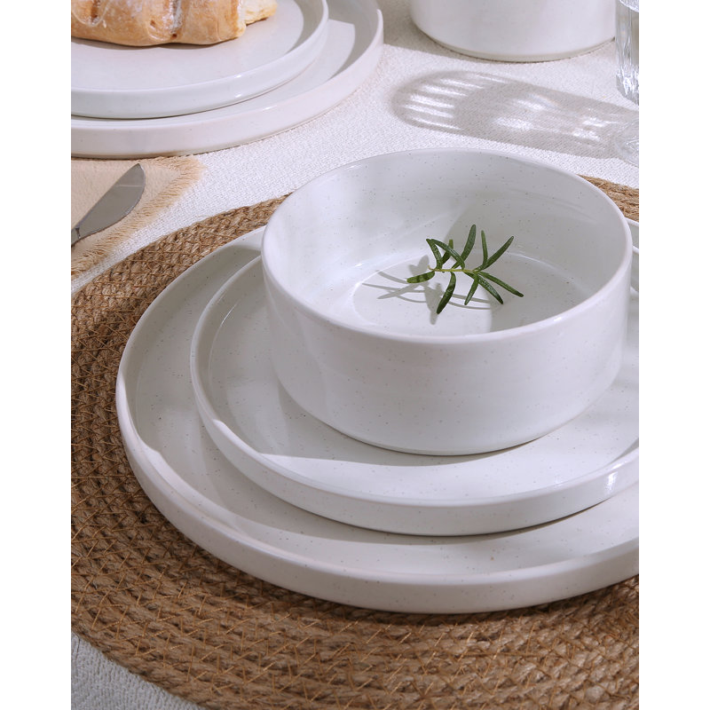 Service de table en grès moucheté, Blanc