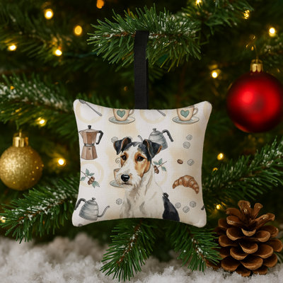 Ornement carré en tissu Smooth Fox Terrier