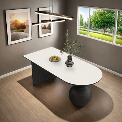 Sintered stone solid wood dining table