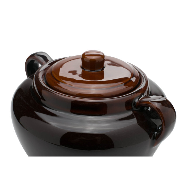 Fox Run 3.5-Quart Brown Ceramic Bean Pot with Lid