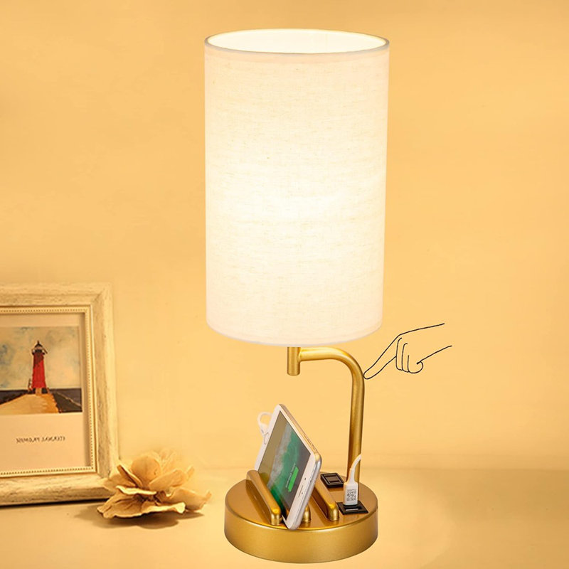 Aakin Metal USB Table Lamp, Gold