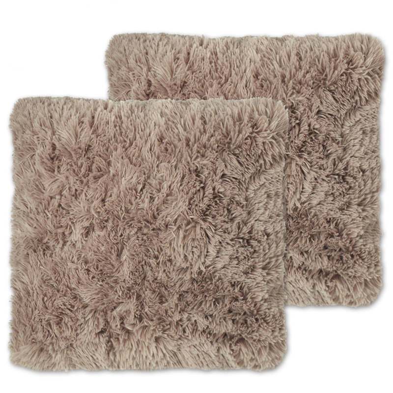 Very Soft and Comfy Plush Faux Fur Throw Pillow, Taupe