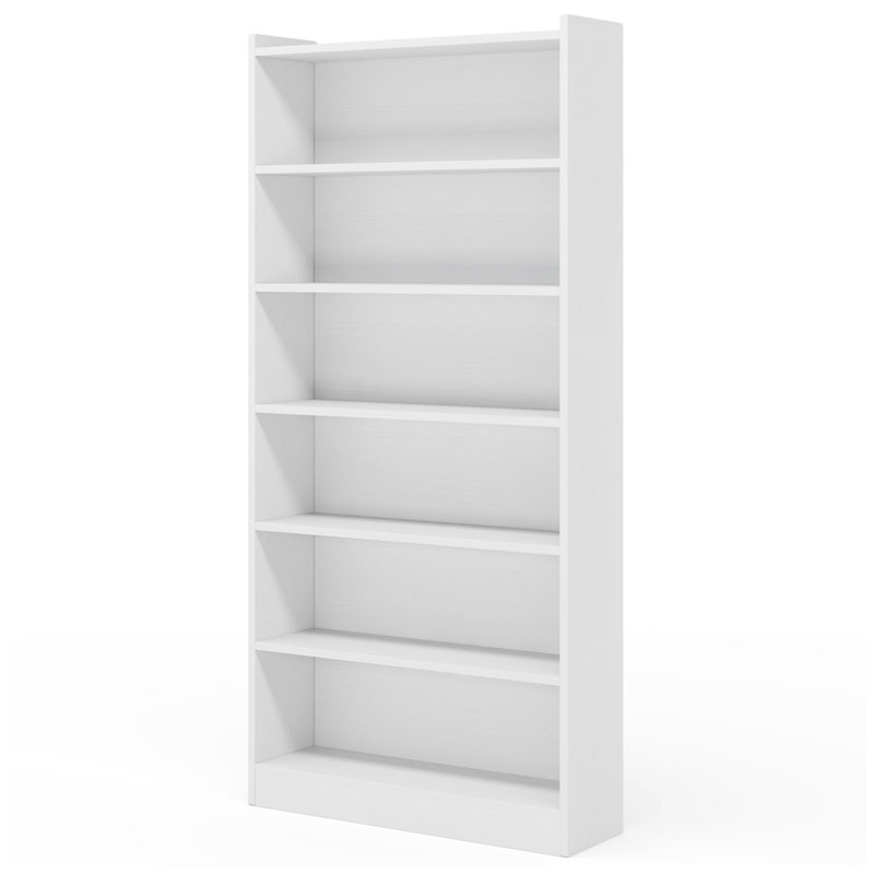 78" 7-Tier Modern White Library Bookshelf With Storage For Living Room, Office, Bedroom, White