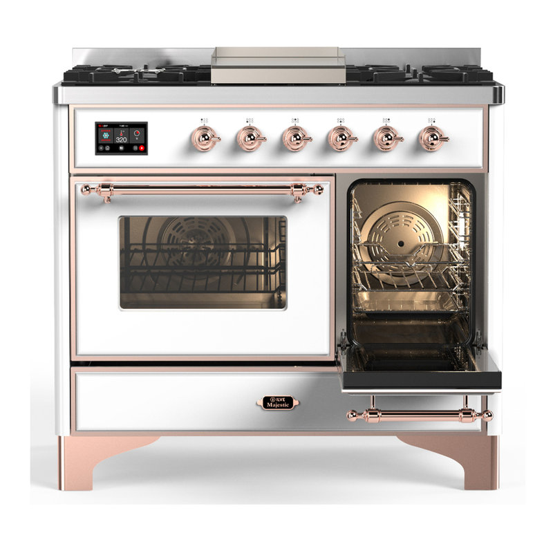 Majestic III Series 40 Inch Dual Fuel Range with 6 Sealed Burners, Griddle, in Mightnight Blue (Natural Gas, Chrome Trim)