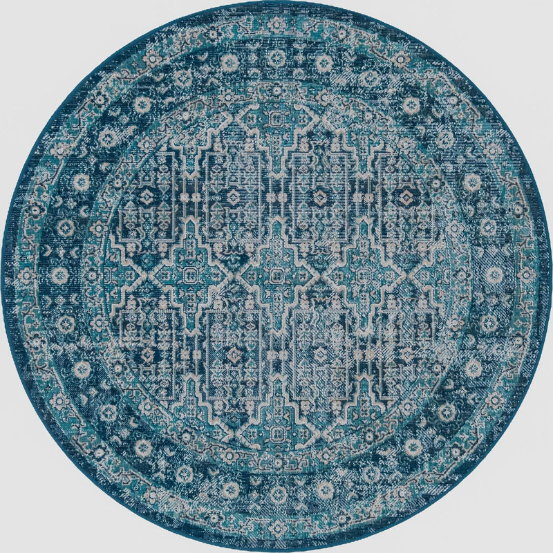 Geometric Indoor Rug, Round 5'3"