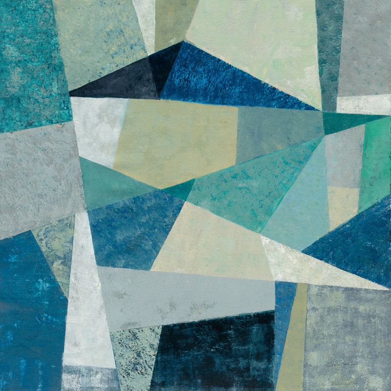 Indigo Geo Metric by Silvia Vassileva - Wrapped Canvas Painting, 51cm H x 51cm W