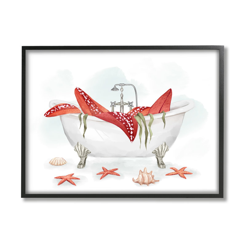 Grande baignoire à griffes inspirée de l'océan par Ziwei Li - impression, Giclée encadrée noir minuit, H 11 po x l 14 po