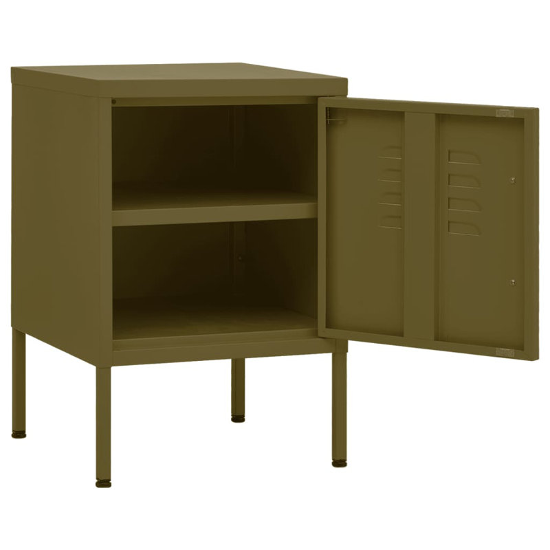 Izzabel 35cm W Steel Bedside Table, Green, Individual