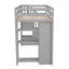 Lit mezzanine simple avec tiroirs et tiroirs de rangement, lit mezzanine en bois avec tablettes - gris-216776258