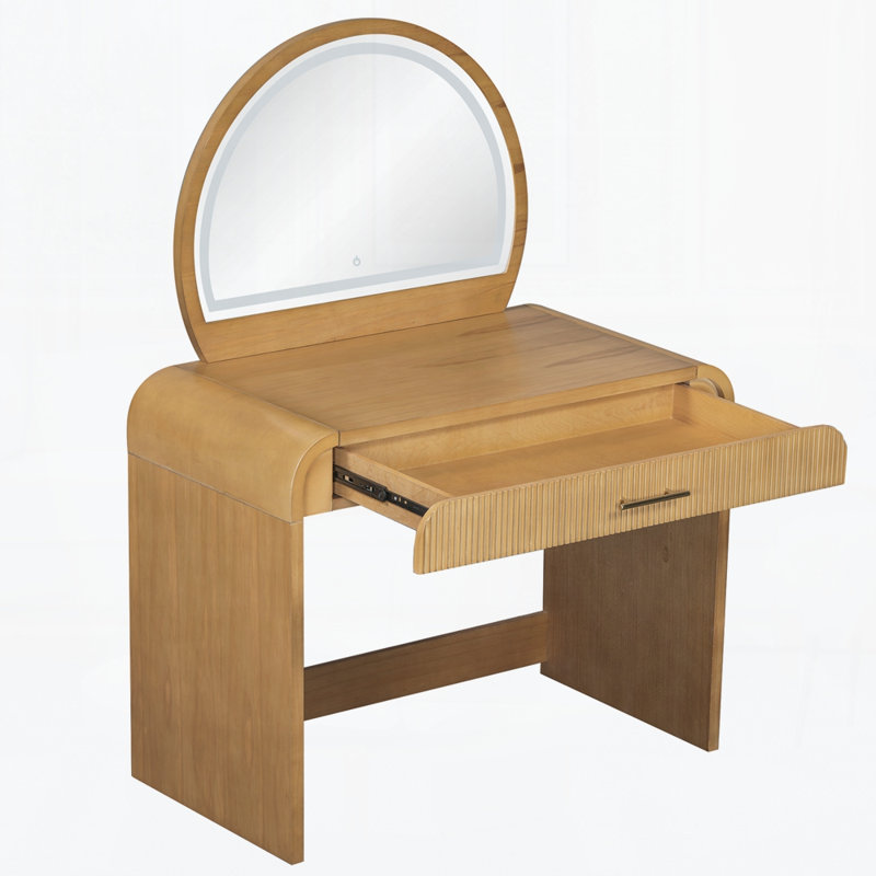 Meuble-lavabo de 39 po avec miroir à écran tactile et tiroir de rangement indépendant, Natural